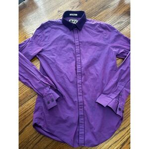 Express 1MX Limited Edition Fitted Button Down Shirt Purple Mens Small 14-14.5
